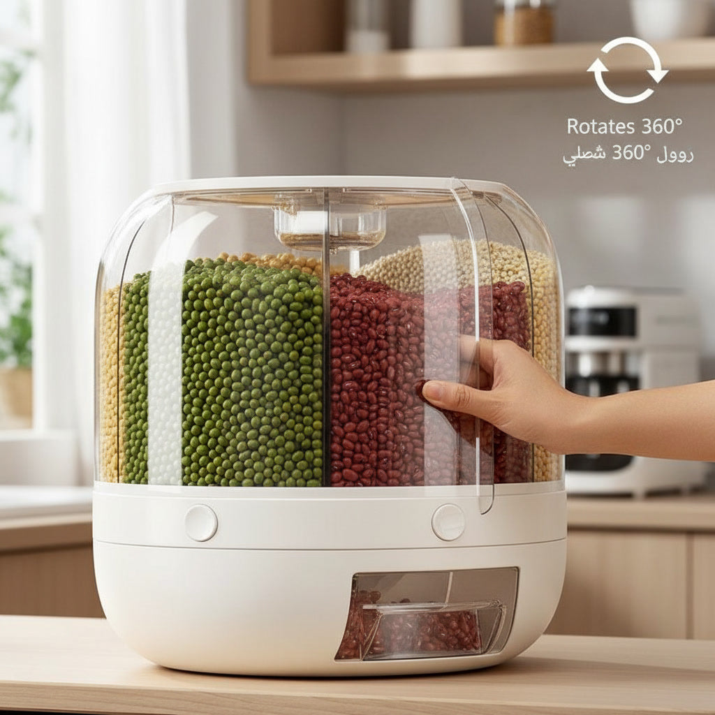 Premium 360° Rotating Dry Food Dispenser (6-Grid)