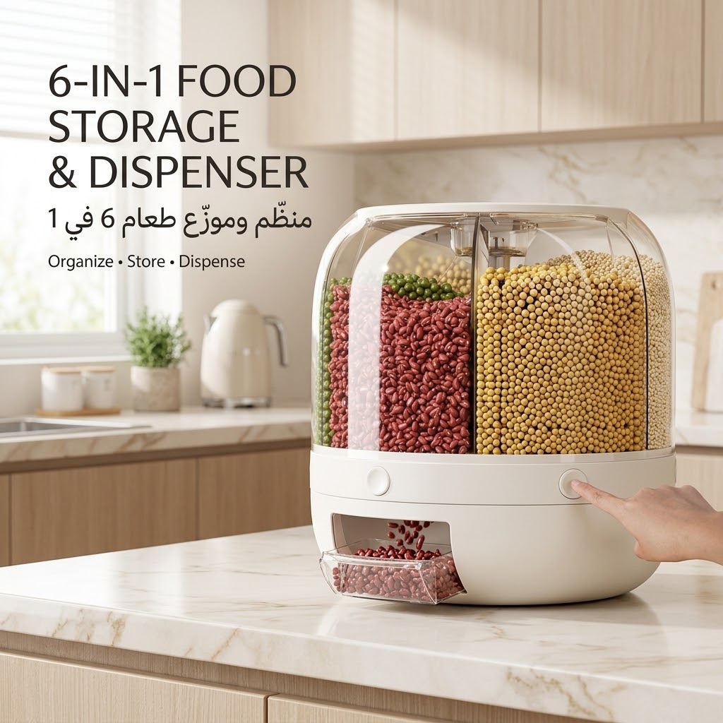 Premium 360° Rotating Dry Food Dispenser (6-Grid)