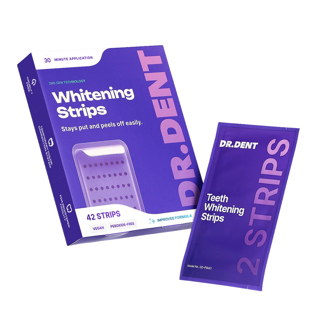 DR.DENT Whitening Strips – 42 Strips | Enamel Safe